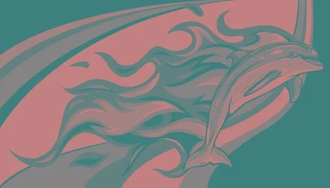 Dolphin jumping with flames vector illustration design イラスト素材
