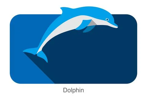 Dolphin jumping outside the sea flat icon design, vector illustration Stock Illustration