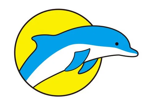 Dolphin jumping outside the sea flat icon design, vector illustration Illustrazione stock