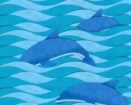 Dolphin jumping on sea Stock Illustration