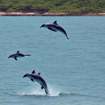 Dolphin jumping into the sea Stock Photos