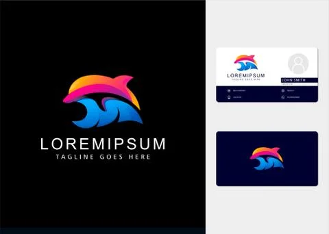 Dolphin Jumping Wave logo design inspiration 스톡 일러스트
