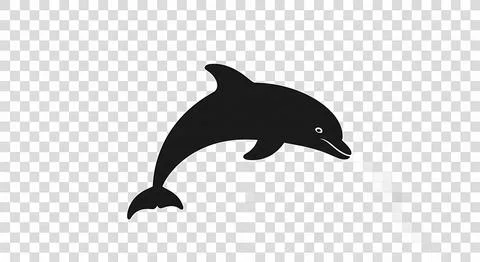 Dolphin leaping vector silhouette isolated on white background simple black.. 库存插图
