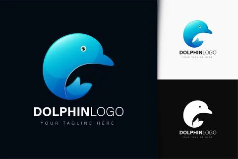 Dolphin logo design with gradient Stock Illustration
