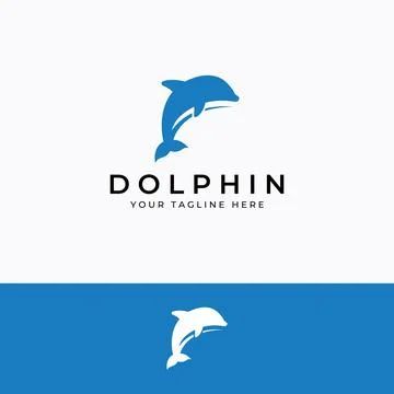 Dolphin logo. Dolphin jumping on the waves of sea or beach. With vector ill.. Stock Illustration
