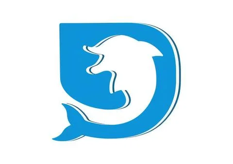 Dolphin logo icon in blue with simple design Stockillustratie