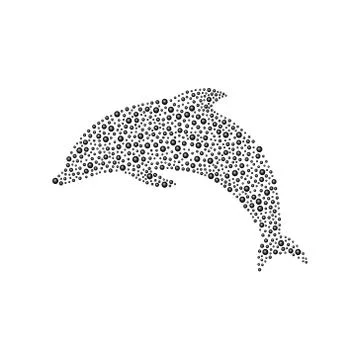 Dolphin made of black balls Illustrazione stock