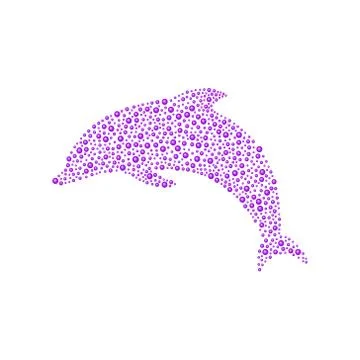 Dolphin made of purple balls Stock Illustration