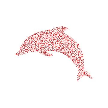 Dolphin made of red balls Stock Illustration