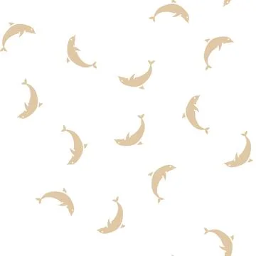 Dolphin ocean glyph seamless pattern Stock Illustration