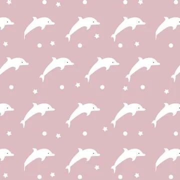 Dolphin pattern in modern style vector Wallpaper design with cute animal texture Stock Illustration