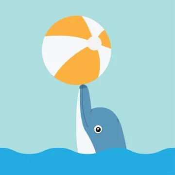 Dolphin playing with ball Stock Illustration