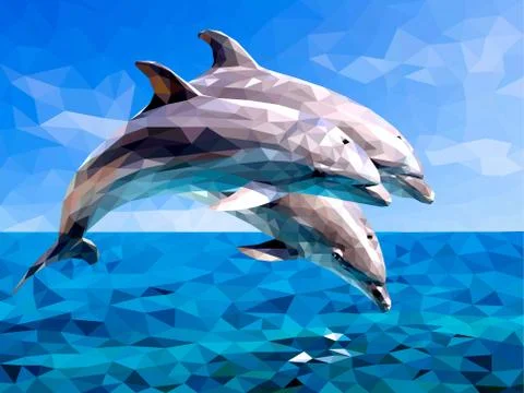 Dolphin polygon art Stock Illustration