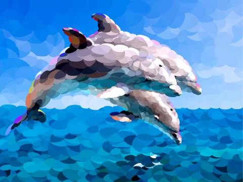 Dolphin polygon art Stock Illustration