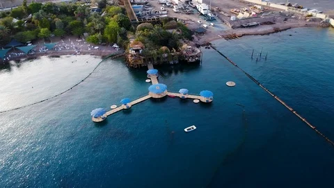 Dolphin Reef Eilat Israel - from air Stock-Footage 107899092