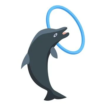 Dolphin with ring icon, isometric style Stock Illustration