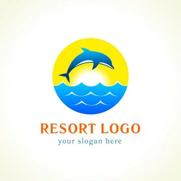 Dolphin sea waves logo Stock Illustration