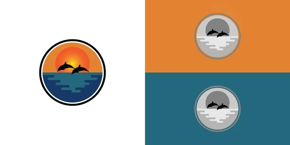 Dolphin silhouette illustration vector animal logo design. Stock Illustration