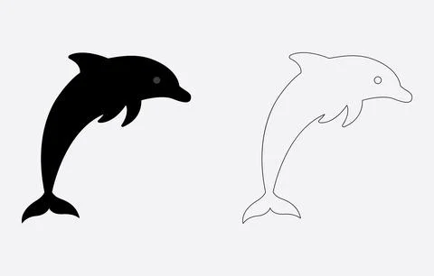 Dolphin Silhouette Vector Illustration Isolated on white background Illustrazione stock