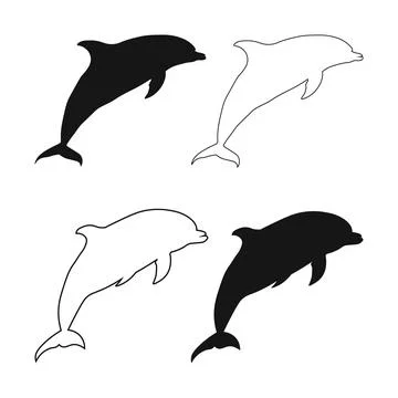 Dolphin silhouettes in a dynamic pose SVG Stock Illustration