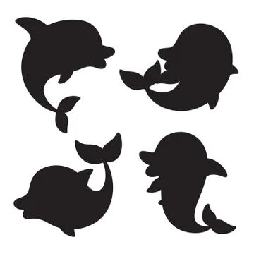 Dolphin silhouettes on the white background Stock Illustration