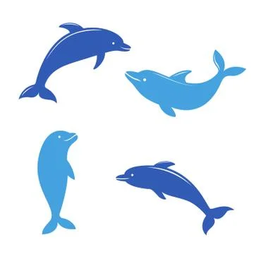 Dolphin silhouettes on the white background. Stock Illustration