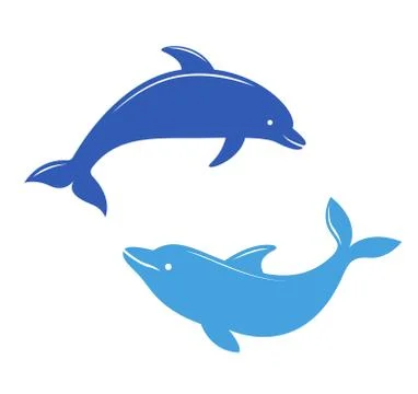 Dolphin silhouettes on the white background. Stock Illustration
