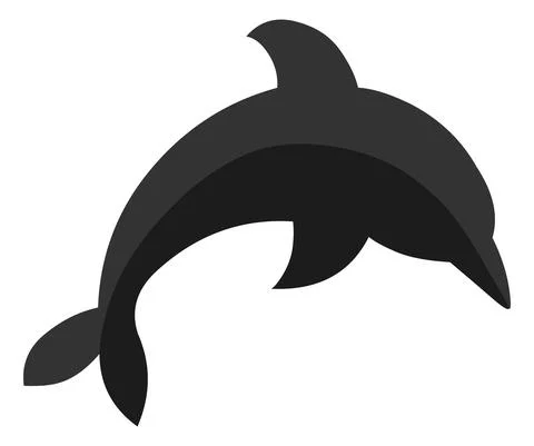 Dolphin simple black silhouette symbol. Stock Illustration