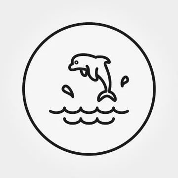 Dolphin Splashes. Icon. Vector. Editable Thin line. Stock Illustration