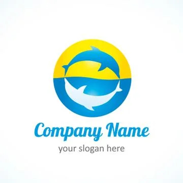 Dolphin sun logo Stock Illustration
