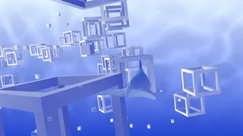 Dolphin swimming in digital space A2 Vidéo 198029862