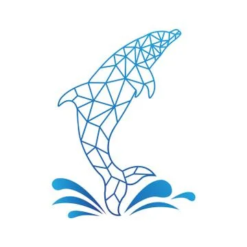 Dolphin tech logo design template Illustrazione stock