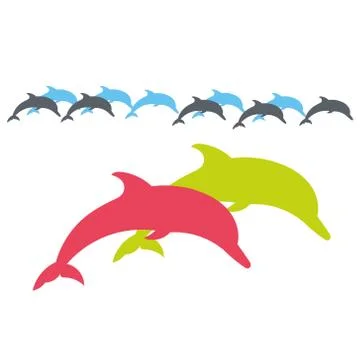 Dolphin. Two lovers Dolphin. Silhouette on a white background. Stock Illustration