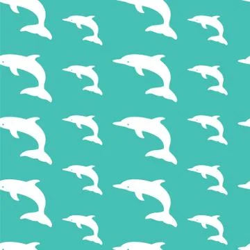 Dolphin vector art background design for fabric and decor. Seamless pattern Stock Illustration