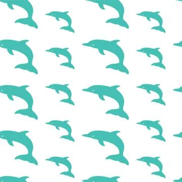 Dolphin vector art background design for fabric and decor. Seamless pattern Stock Illustration