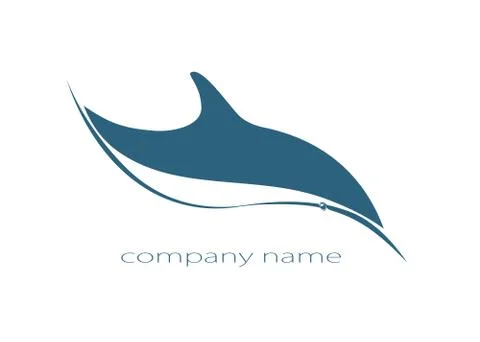 Dolphin vector logo ocean sea wave label Stock Illustration