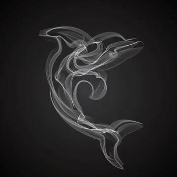 Dolphin vector silhouette on a black background Stock Illustration