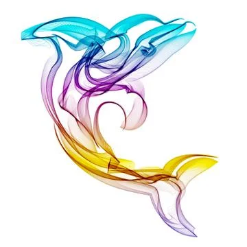 Dolphin vector silhouette on colored background Stock Illustration