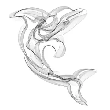 Dolphin vector silhouette on white background Stock Illustration