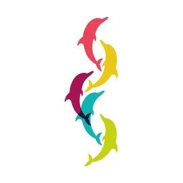 Dolphin. Vector silhouette on a white background. Stock Illustration