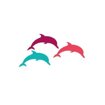 Dolphin. Vector silhouette on a white background. Stock Illustration
