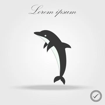 Dolphin. Vector silhouette on a white background. Stock Illustration