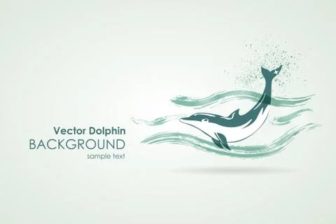 Dolphin in water splash Stock Illustration