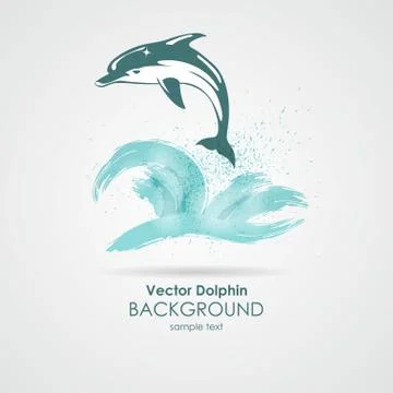 Dolphin in water splash Stock Illustration