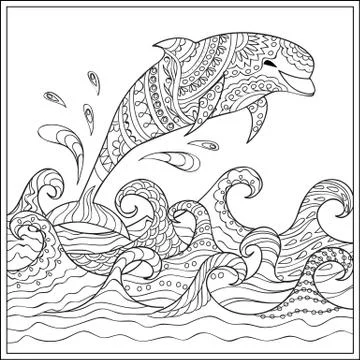 Dolphin in the waves Stock Illustration