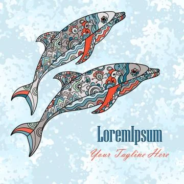 Dolphin on the waves. Stock Illustration