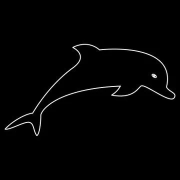 Dolphin white color path  icon . Stock Illustration