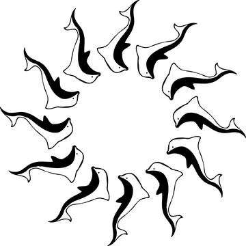 Dolphins Circular Pattern Design Stock Illustration