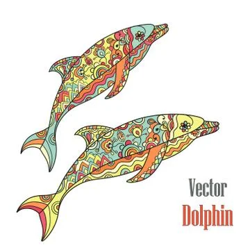Dolphins couple. Vector. Stock Illustration