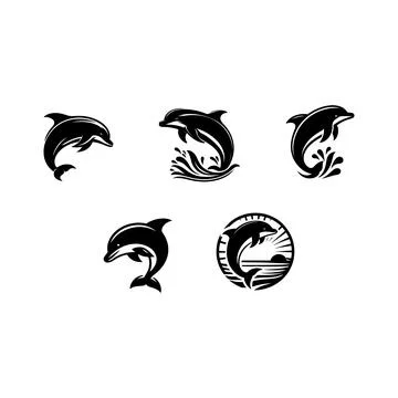 Dolphins icons set Illustrazione stock